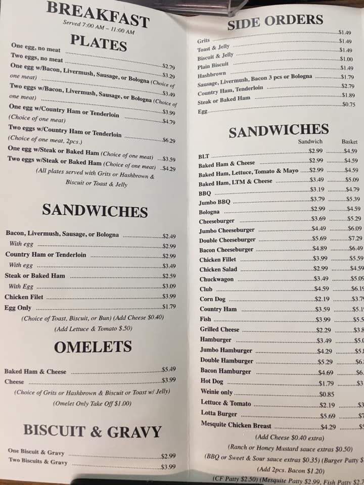 Jan's Restaurant - Fallston, NC menu_pic