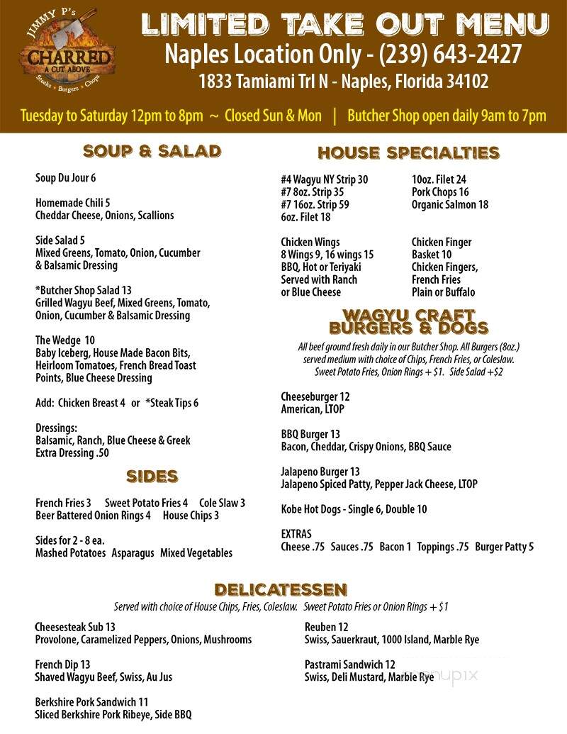 Jimmy P's Butcher Shop and Deli - Naples, FL menu_pic