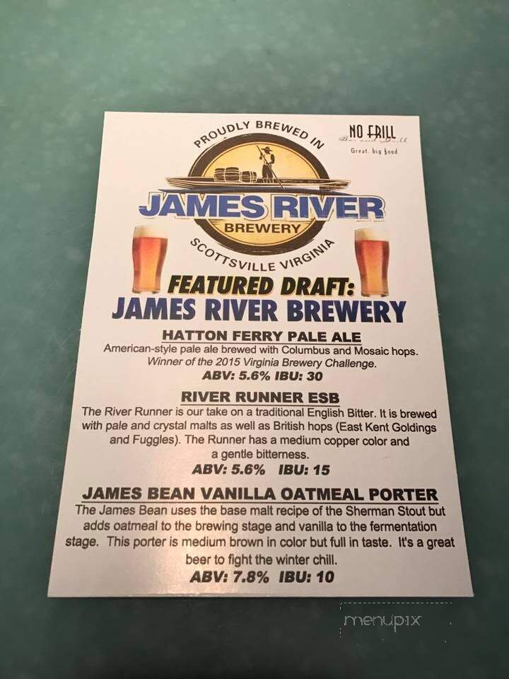 James River Brewery - Scottsville, VA menu_pic