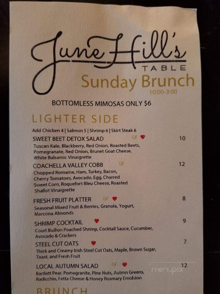 June Hill's Table - Indio, CA menu_pic