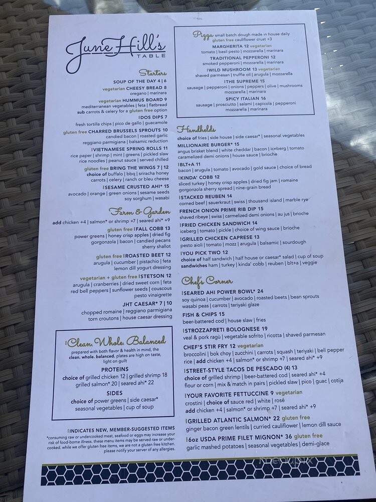 June Hill's Table - Indio, CA menu_pic