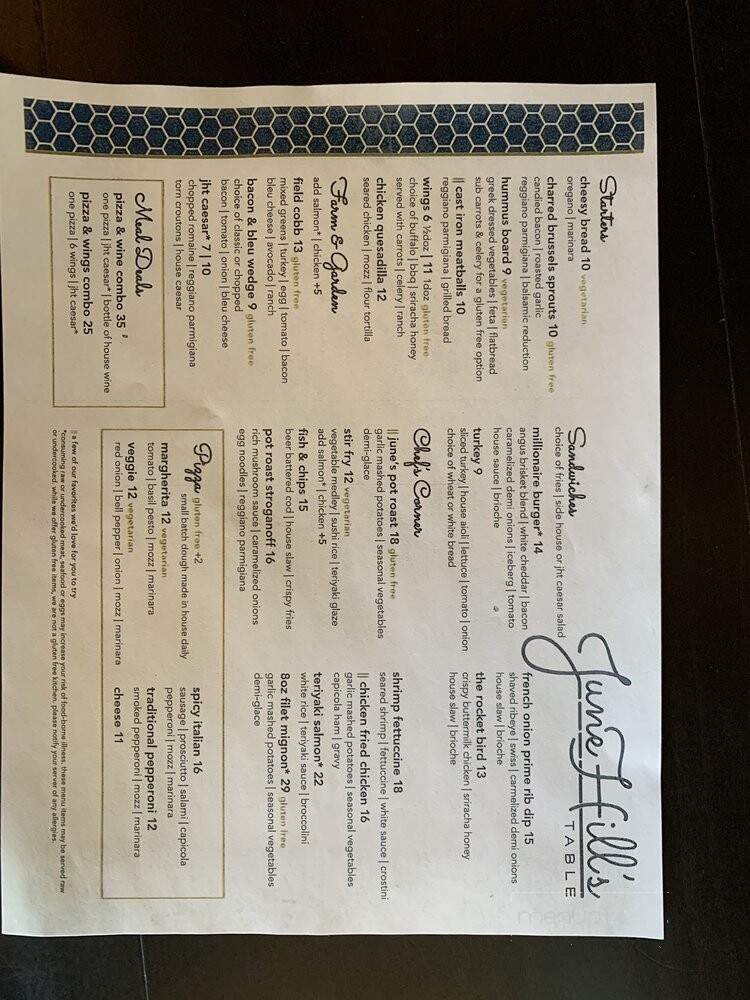 June Hill's Table - Indio, CA menu_pic