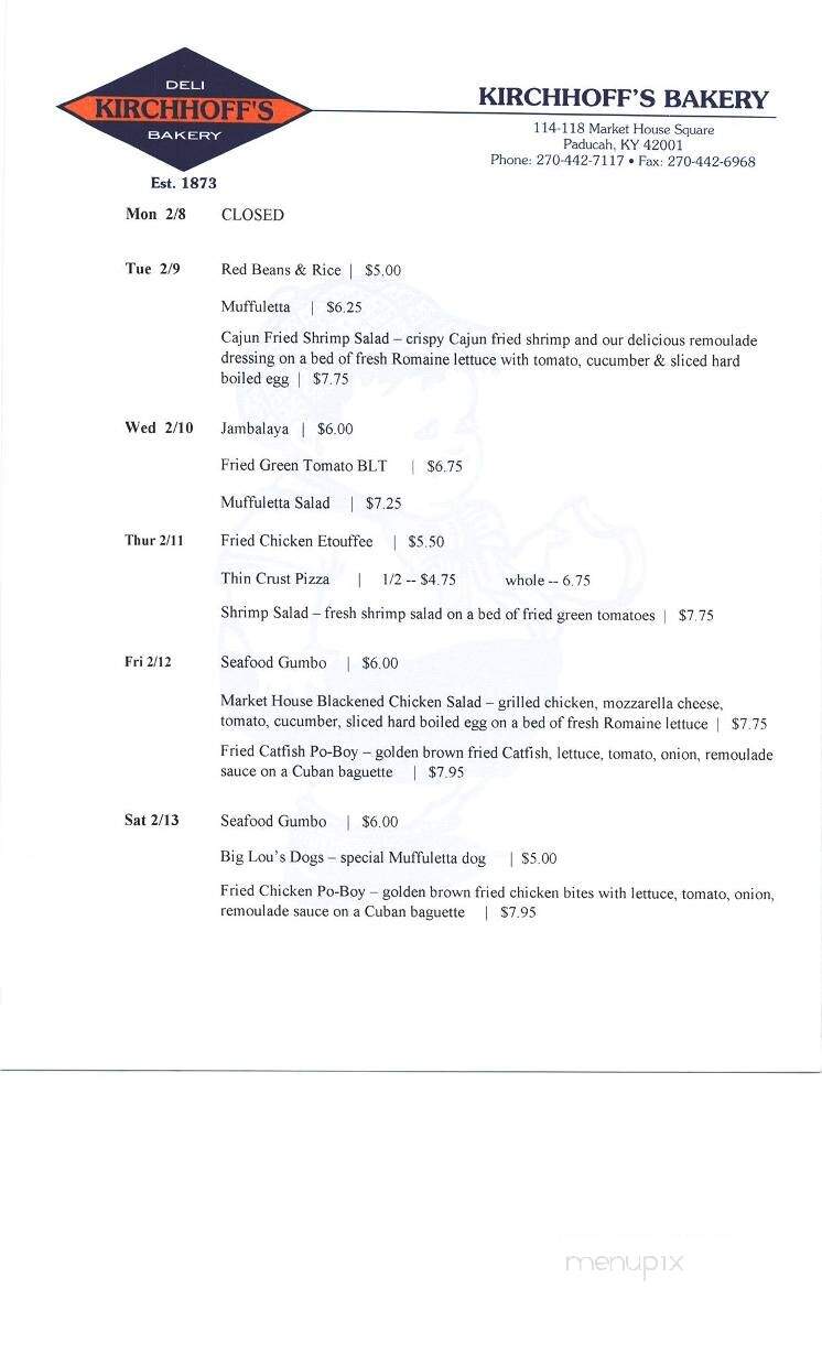 Kirchhoff Deli & Bakery - Paducah, KY menu_pic