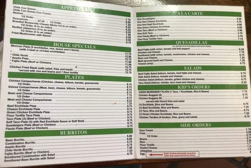 La Casita - Alpine, TX menu_pic