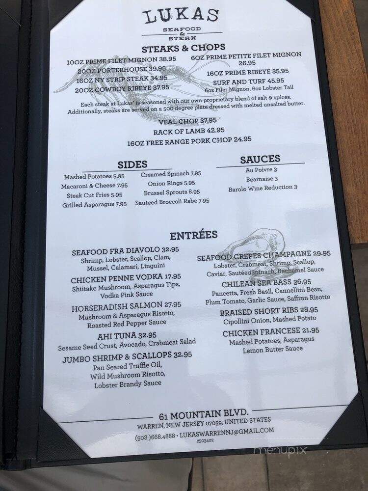 Lukas' Seafood & Grille - Warren, NJ menu_pic