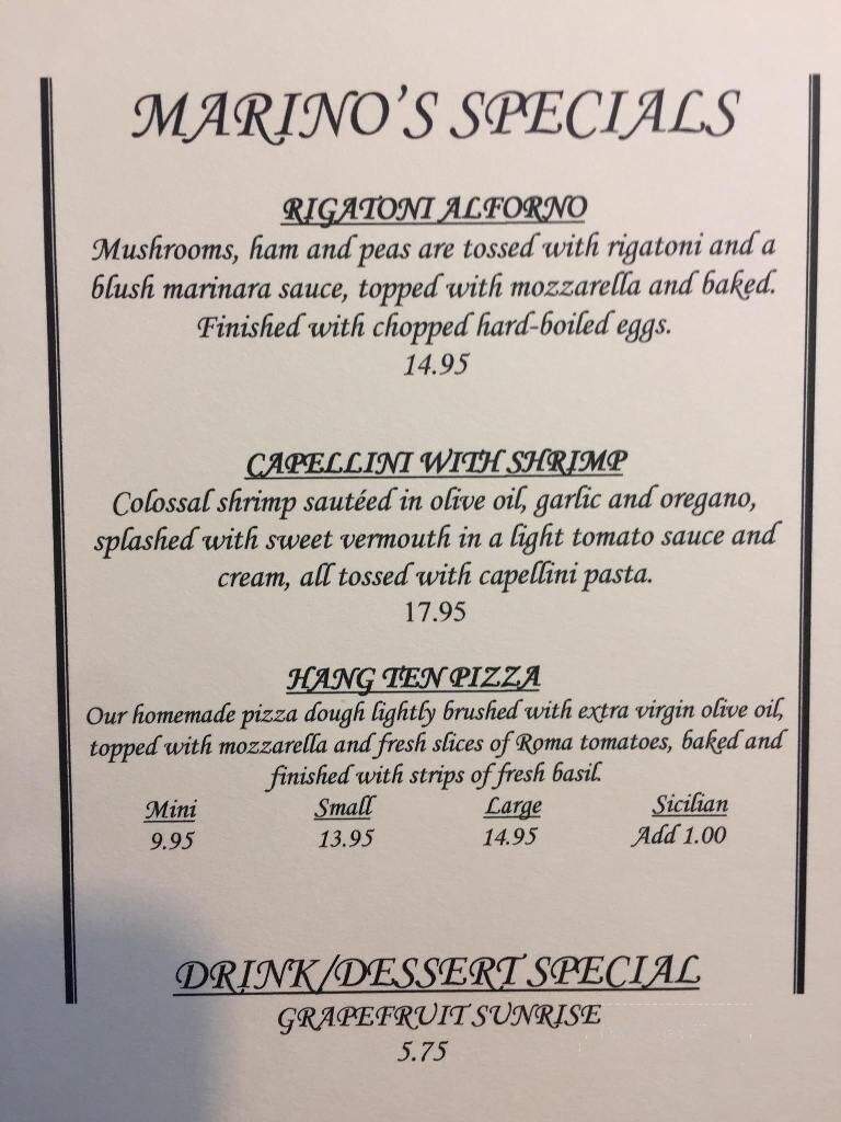 Marino's Pizza & Pasta House - York, PA menu_pic