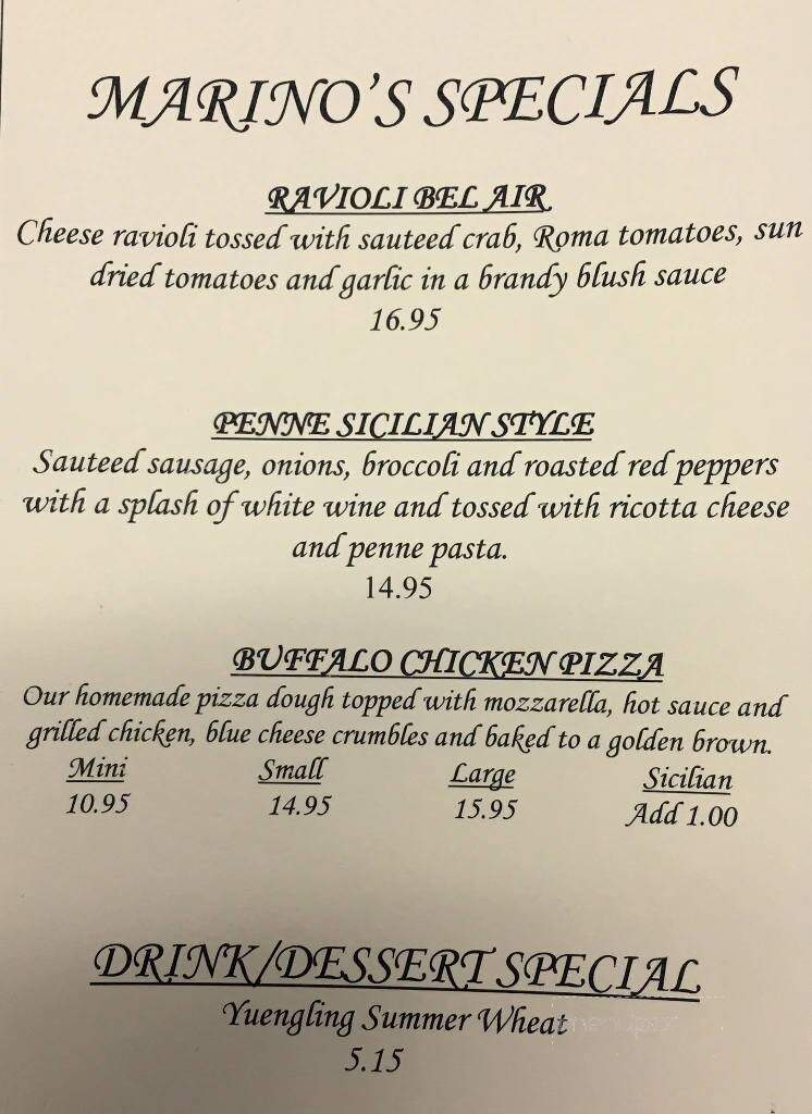 Marino's Pizza & Pasta House - York, PA menu_pic