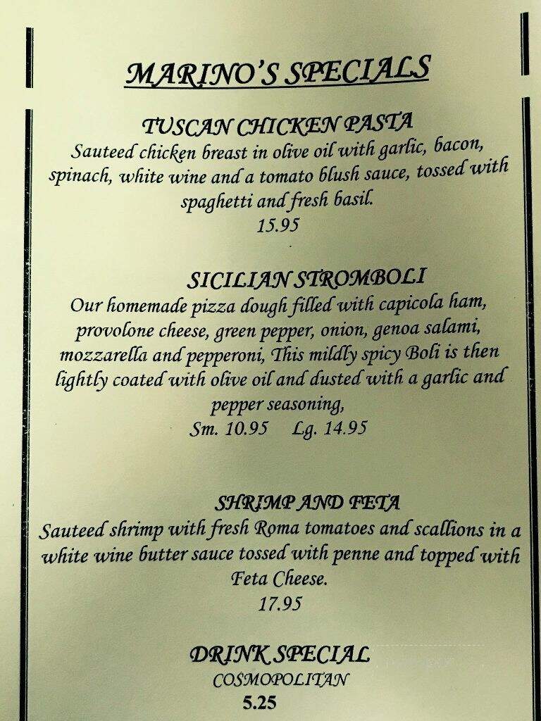 Marino's Pizza & Pasta House - York, PA menu_pic