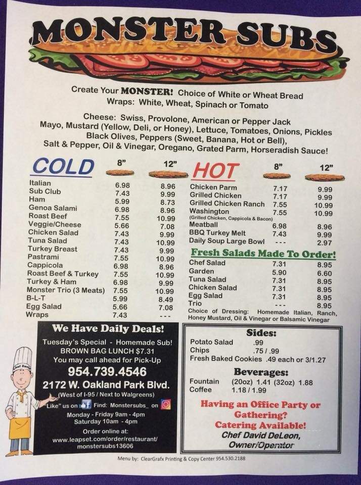 Monster Subs - Oakland Park, FL menu_pic
