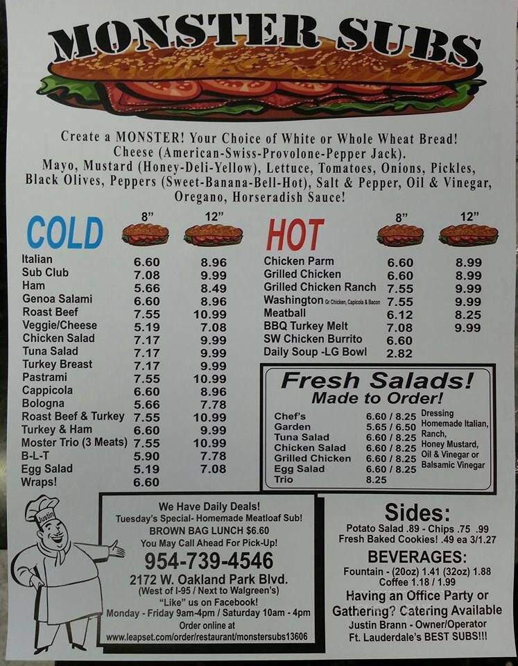Monster Subs - Oakland Park, FL menu_pic