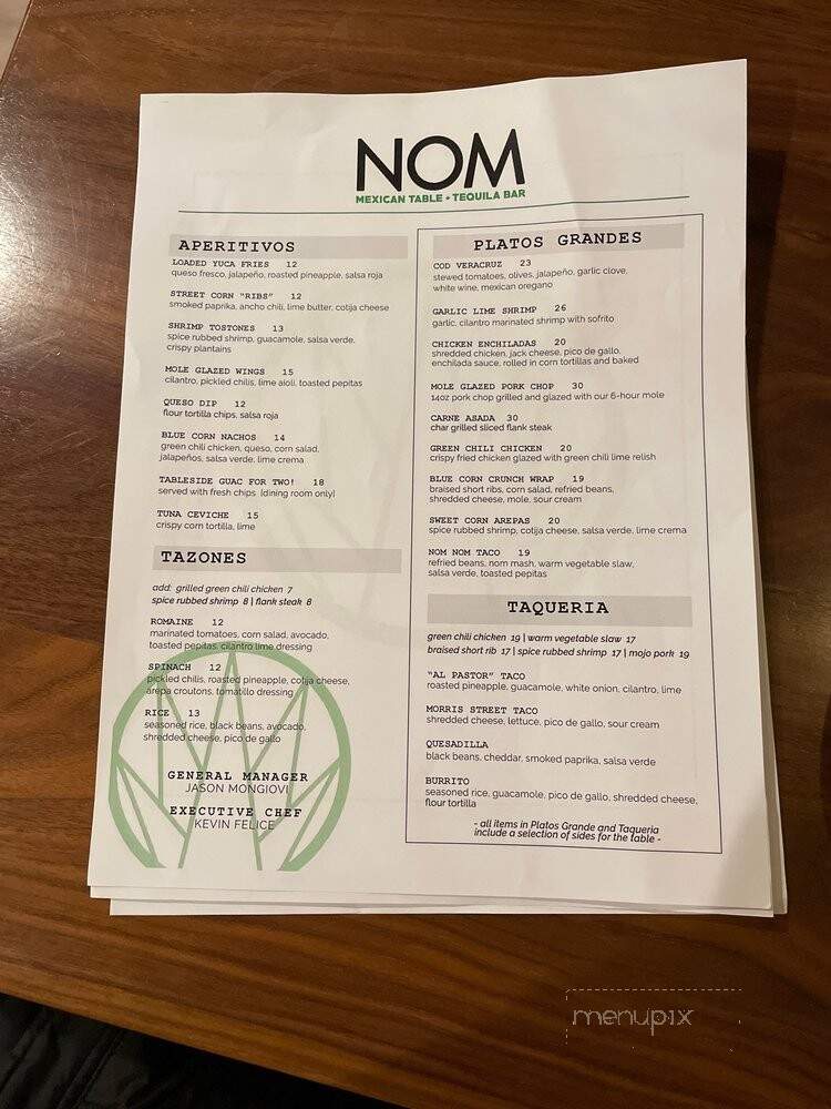 NOM Mexican Table + Tequila Bar - Morristown, NJ menu_pic
