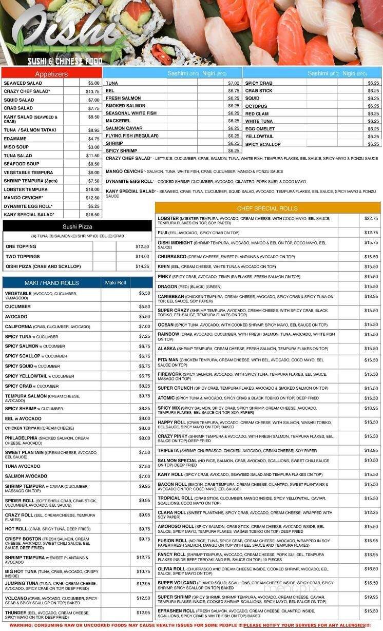 Oishii Sushi - Belleville, ON menu_pic