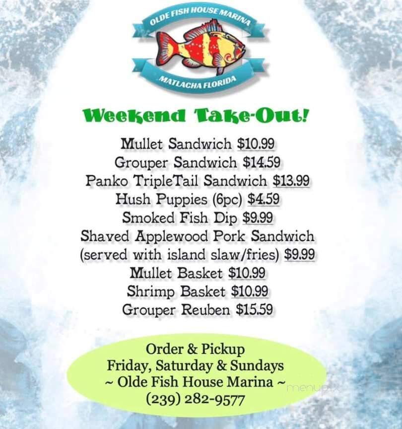 Olde Fish House Marina - Matlacha, FL menu_pic