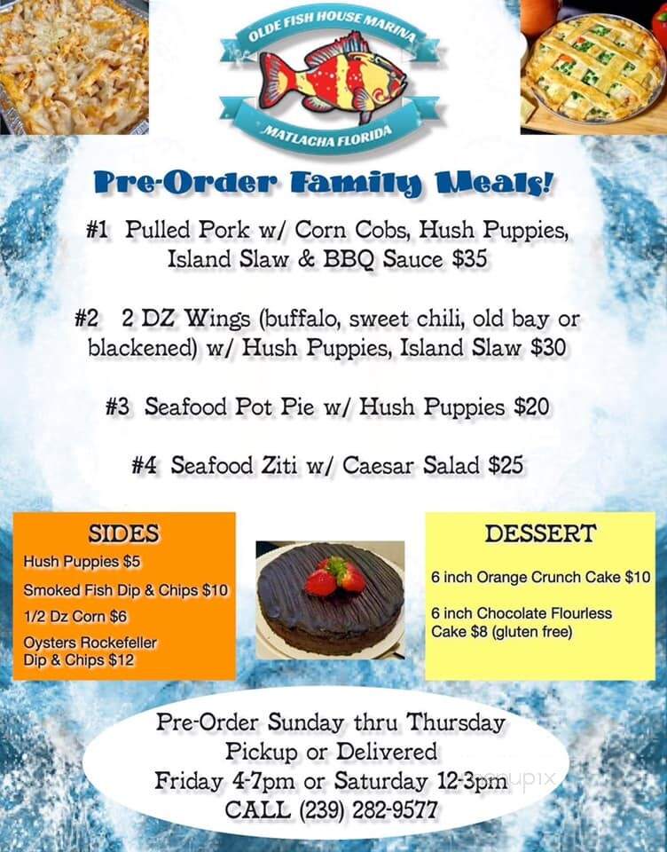 Olde Fish House Marina - Matlacha, FL menu_pic