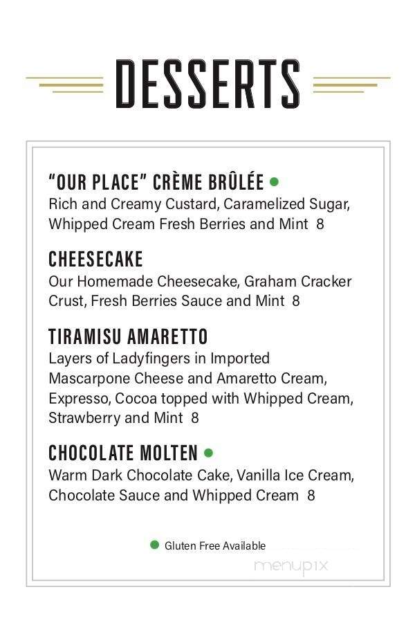 Our Place Kitchen & Bar - Peabody, MA menu_pic
