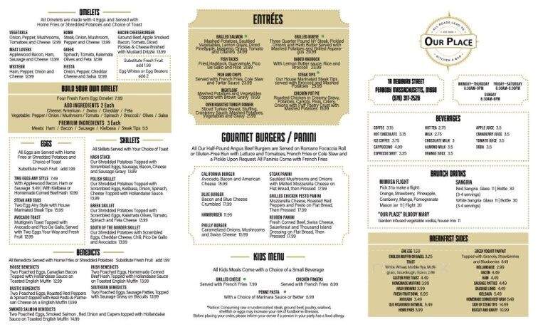 Our Place Kitchen & Bar - Peabody, MA menu_pic