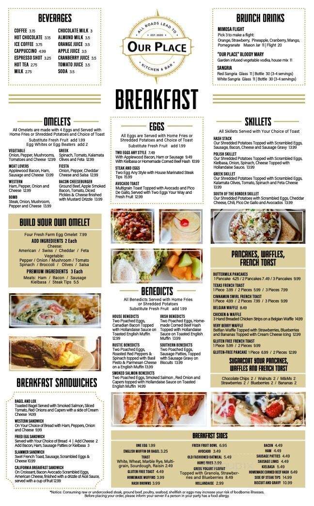 Our Place Kitchen & Bar - Peabody, MA menu_pic