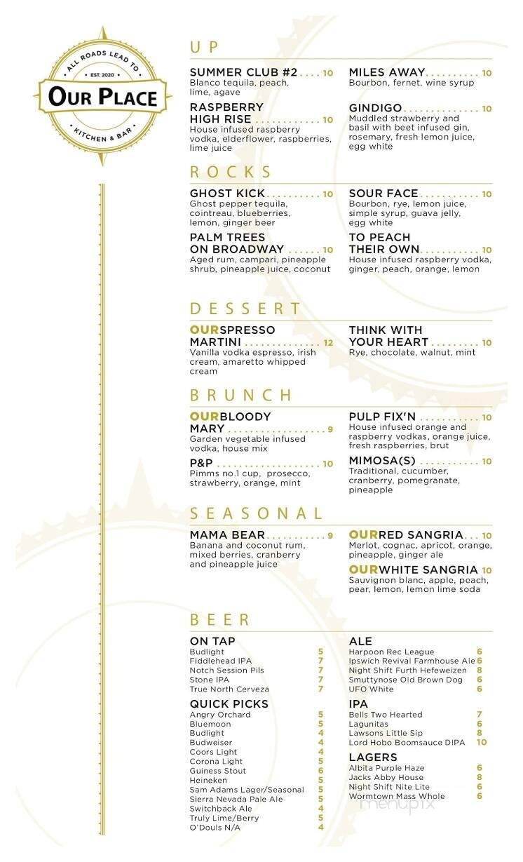 Our Place Kitchen & Bar - Peabody, MA menu_pic