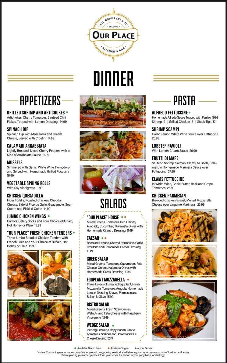 Our Place Kitchen & Bar - Peabody, MA menu_pic