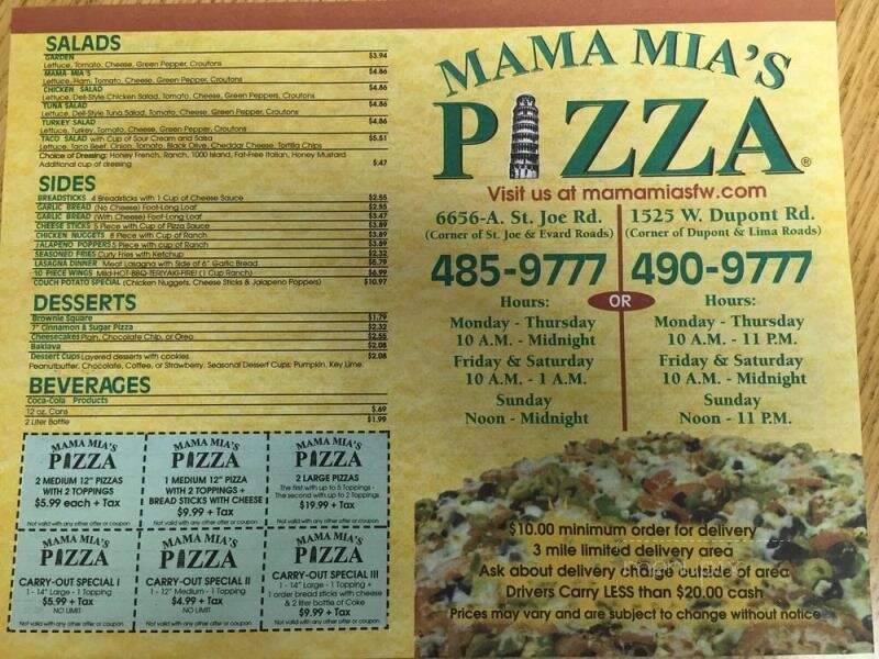 Mama Mia's Pizza - Fort Wayne, IN