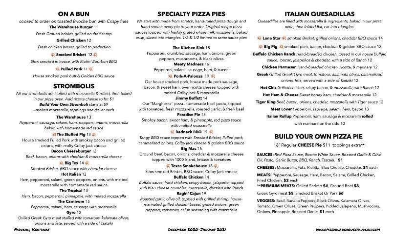 Pizza warehouse - Paducah, KY menu_pic