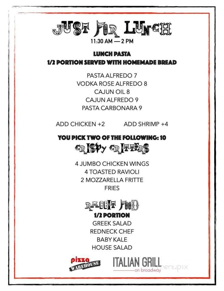Pizza warehouse - Paducah, KY menu_pic