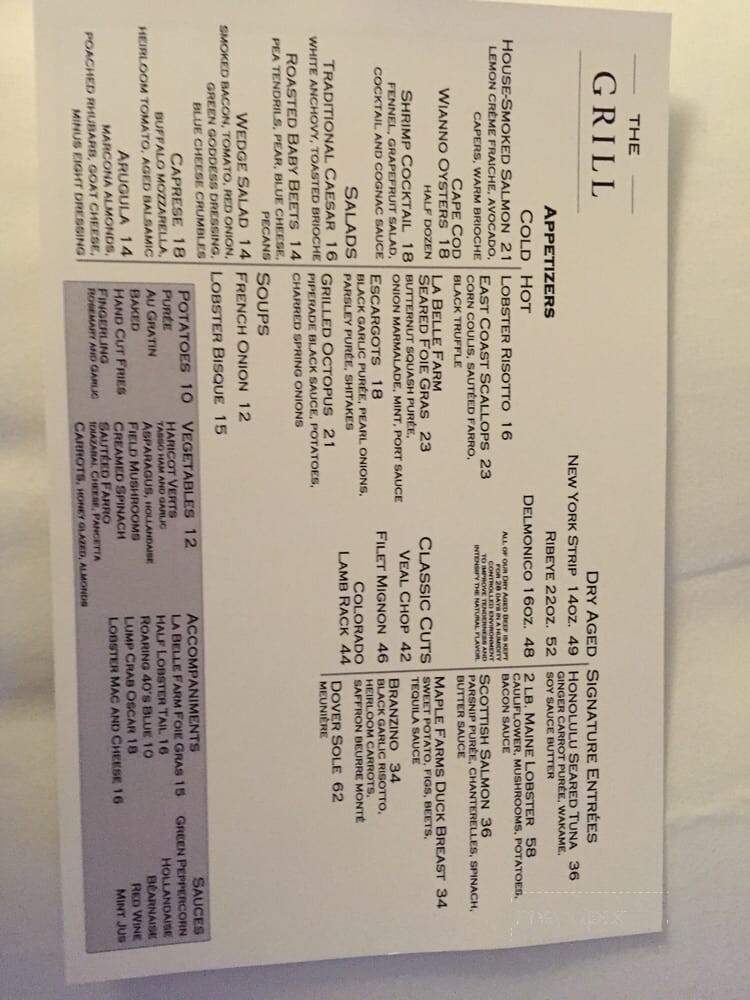 The Grill at The Ritz Carlton - Naples, FL menu_pic