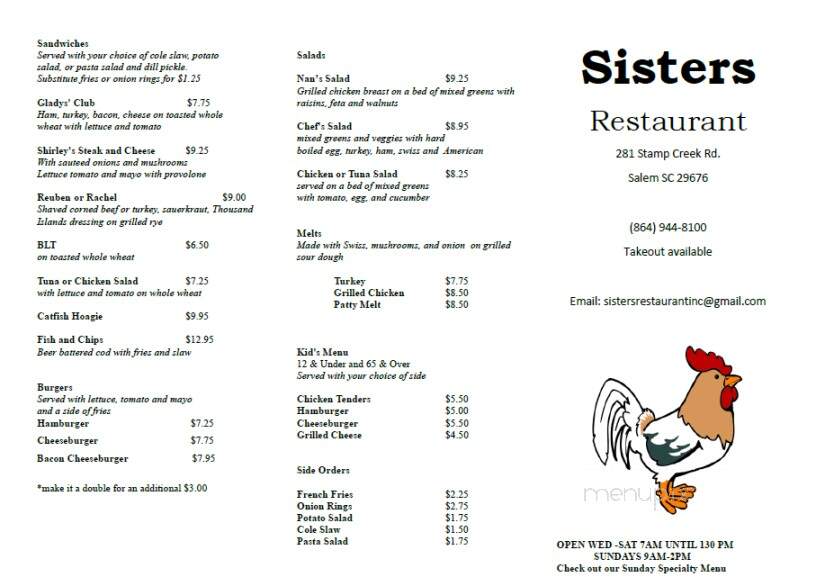 Sisters Restaurant - Salem, SC