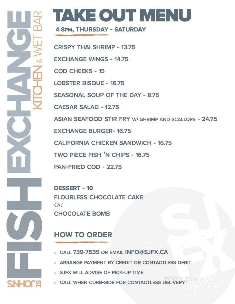 St. John's Fish Exchange - Saint John's, NL menu_pic