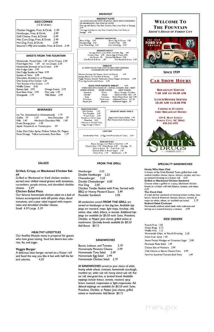 Smith's Drugs Of Forest City - Forest City, NC menu_pic