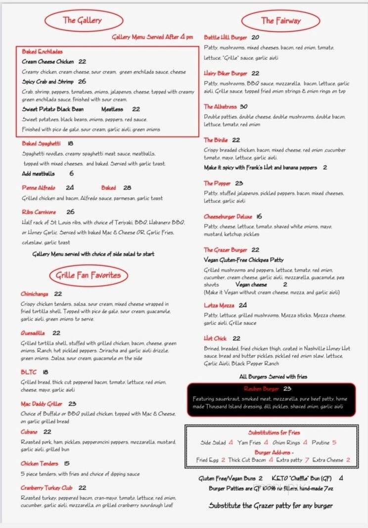 Skeena Valley Golf & Country Club - Terrace, BC menu_pic