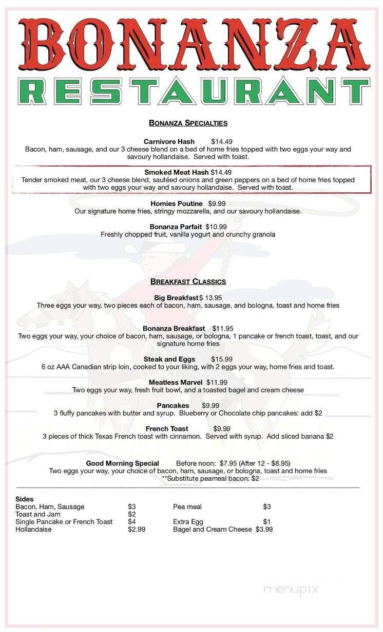 Bonanza Restaurant - Pembroke, ON menu_pic