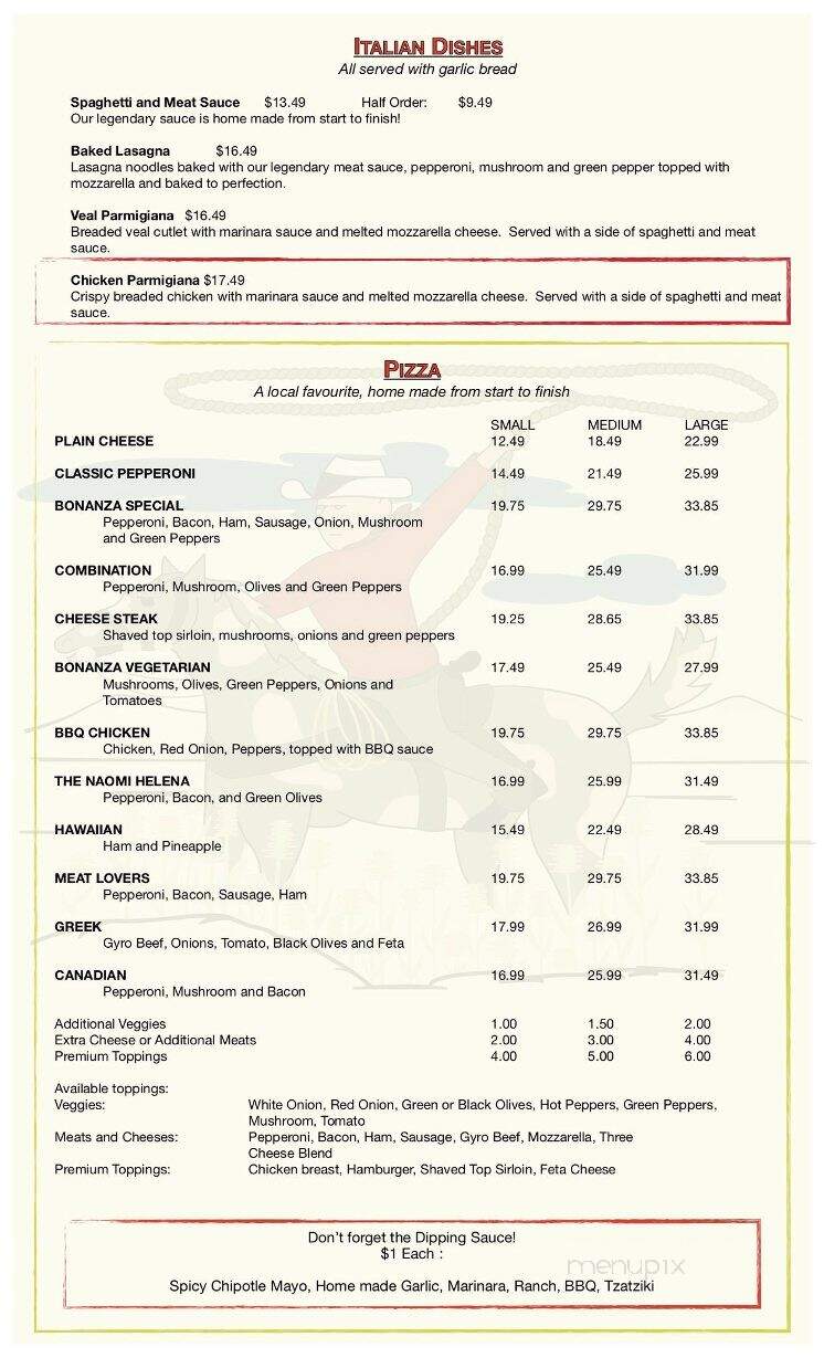 Bonanza Restaurant - Pembroke, ON menu_pic