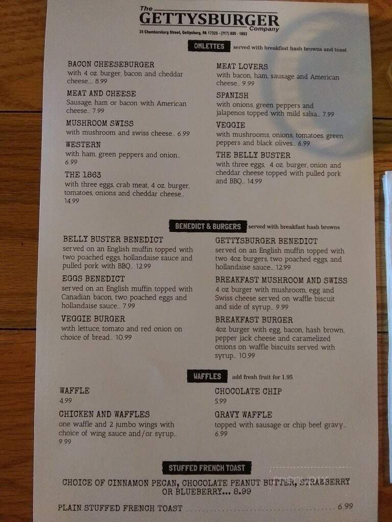 The Gettysburger Company - Gettysburg, PA menu_pic