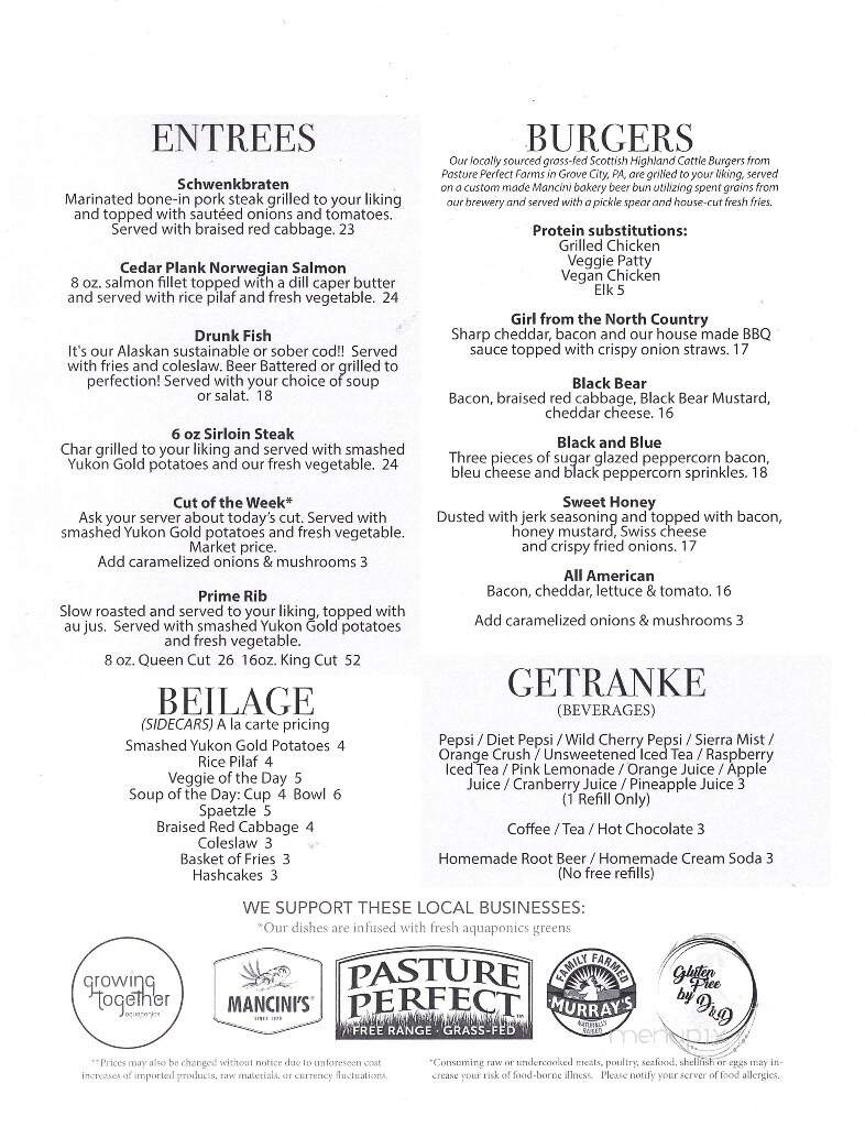 Harmony Inn - Harmony, PA menu_pic