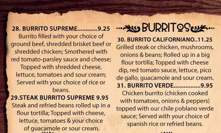 Mexico Viejo - Yankton, SD menu_pic