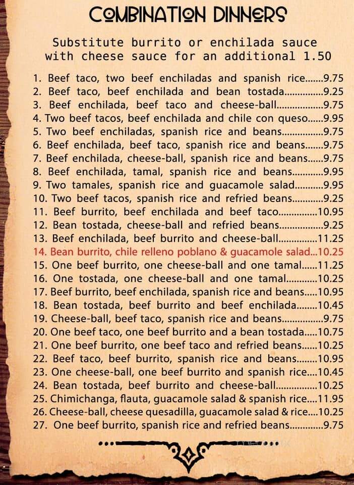 Mexico Viejo - Yankton, SD menu_pic
