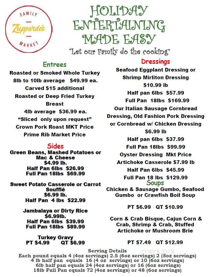 Zuppardo's Family Supermarket - Metairie, LA menu_pic