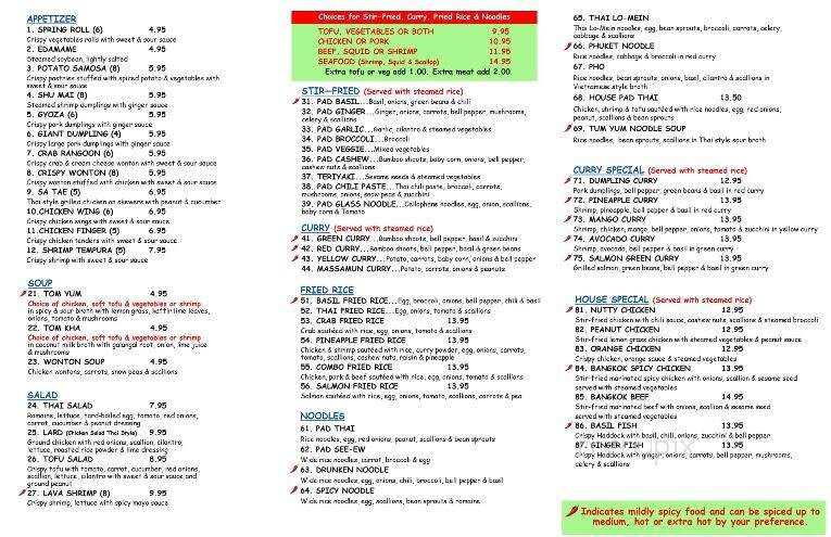 Chai Thai Cuisine - Berlin, NH menu_pic