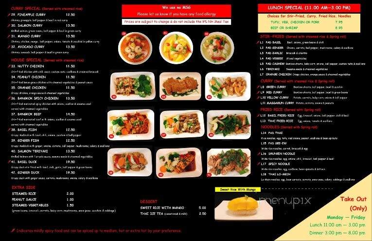 Chai Thai Cuisine - Berlin, NH menu_pic