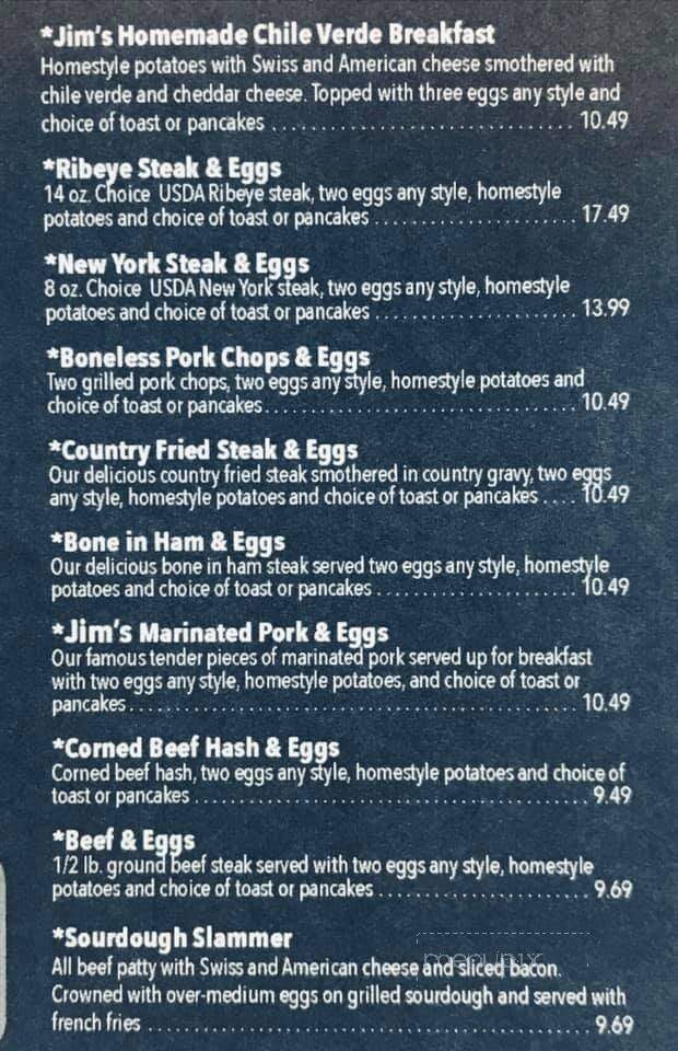 Jims Family Restaurant - Tooele, UT menu_pic