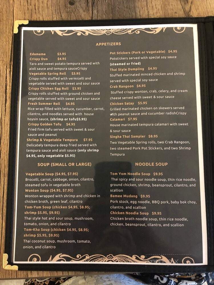 Singha Thai - Kettering, OH menu_pic