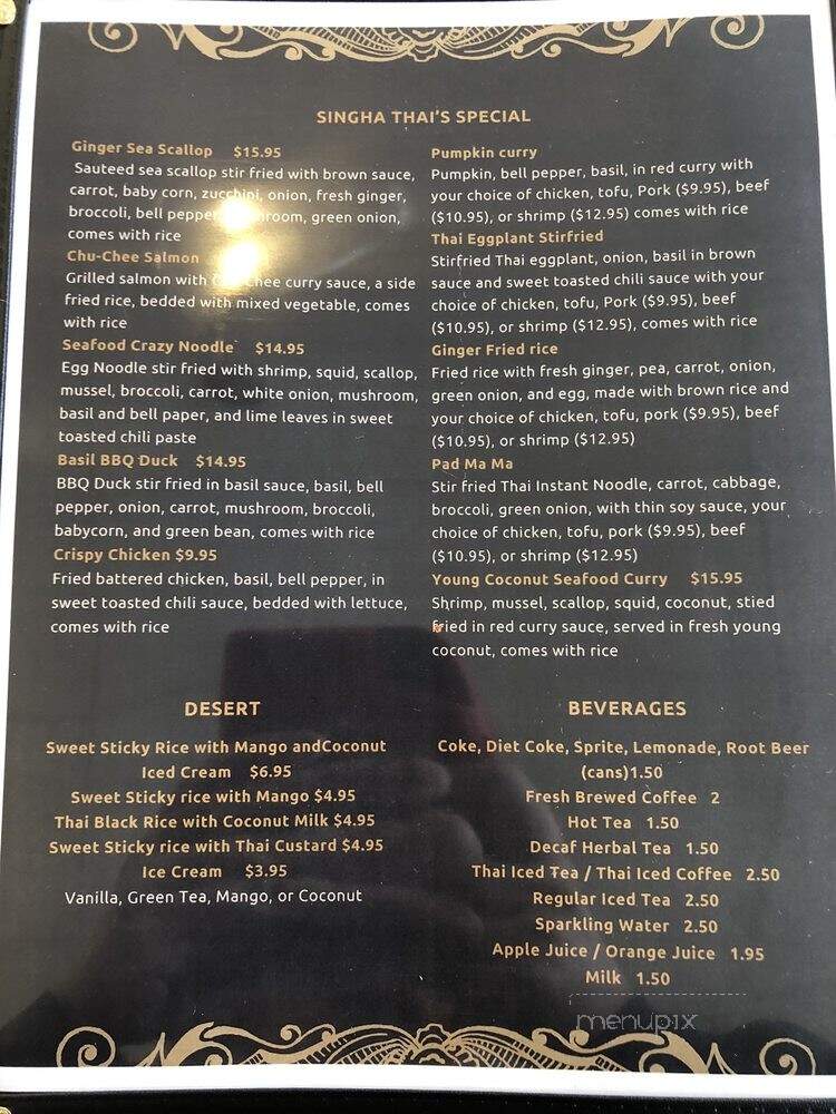 Singha Thai - Kettering, OH menu_pic