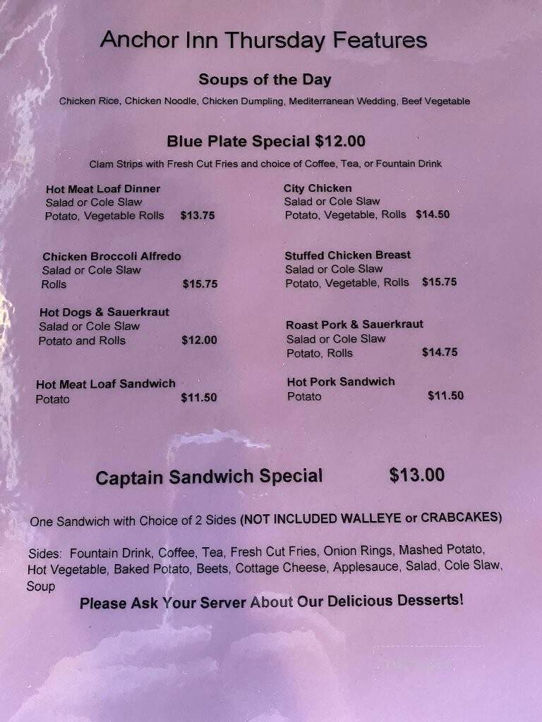 Anchor Inn - Natrona Heights, PA menu_pic