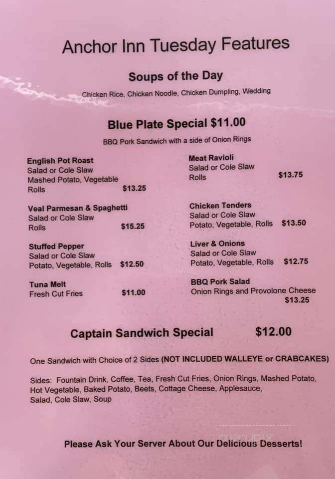 Anchor Inn - Natrona Heights, PA menu_pic