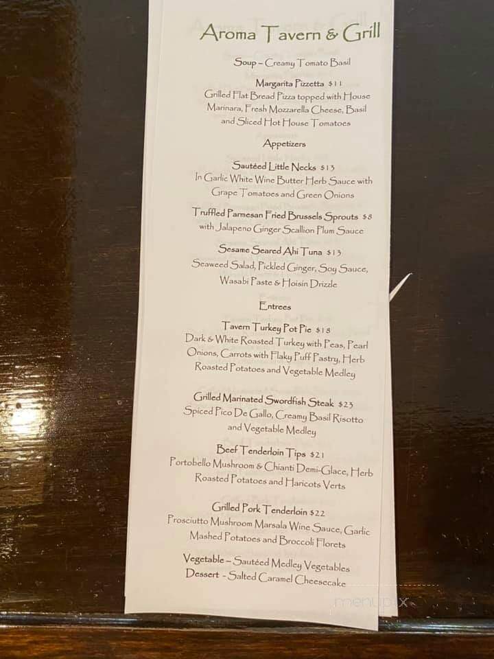 Aroma Tavern & Grill - Plymouth, MA menu_pic
