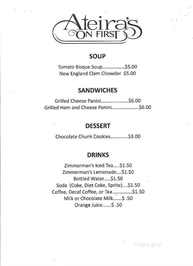 Ateira's On First - Lehighton, PA menu_pic