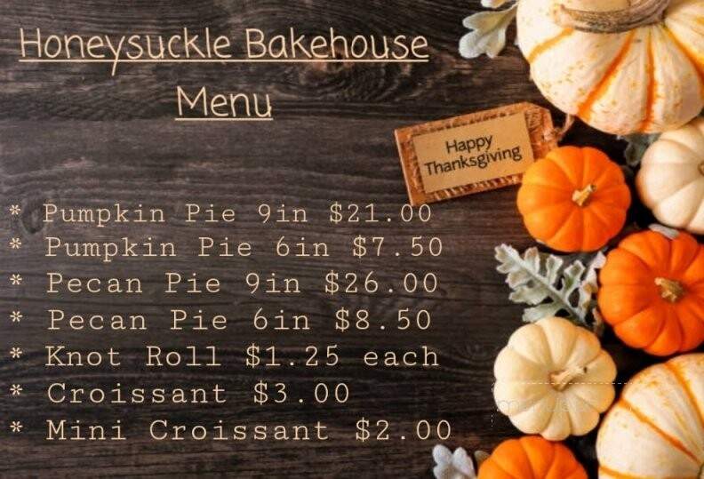 Honeysuckle Bakehouse - Franklin, NC menu_pic