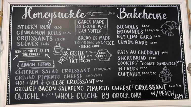 Honeysuckle Bakehouse - Franklin, NC menu_pic