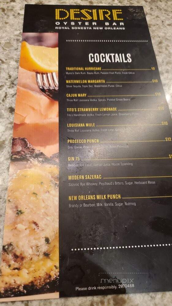 Desire Oyster Bar - New Orleans, LA menu_pic